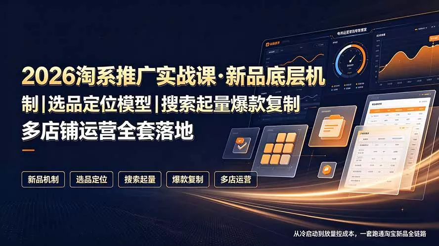 2026淘系推广实战课·新品底层机制｜选品定位模型｜搜索起量爆款复制多店铺运营全套落地教程-179创客网