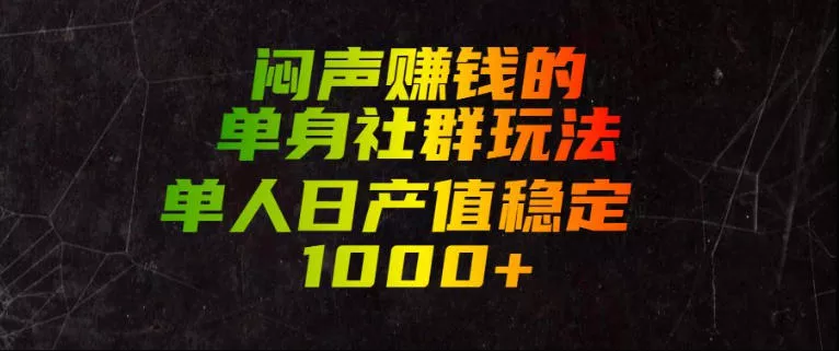 闷声賺钱的单身社群玩法，单人日产值稳定1000+【揭秘】-179创客网