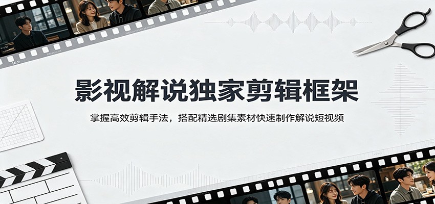 影视解说独家剪辑框架：掌握高效剪辑手法，搭配精选剧集素材快速制作解说短视频-179创客网