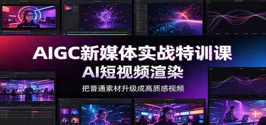 AIGC新媒体实战特训课：工具入门实操，AI短视频渲染，数字人商业视频制作-179创客网