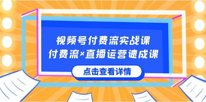 视频号付费流实战课，付费流×直播运营速成课，让你快速掌握视频号核心运营技能-179创客网
