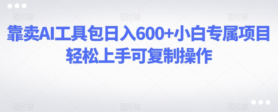 靠卖AI工具包日入600+小白专属项目轻松上手可复制操作-179创客网