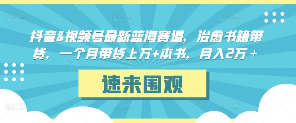 抖音&视频号最新蓝海赛道，治愈书籍带货，一个月带货上万+本书，月入2万＋【揭秘】-179创客网
