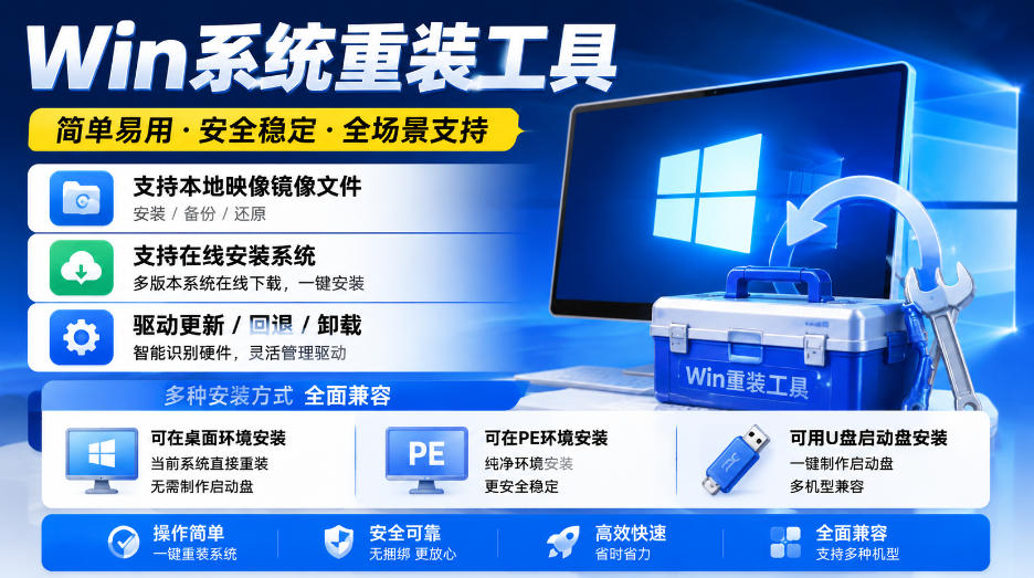 Win系统重装工具，支持本地映像镜像文件安装备份，简单易用-安全稳定-全场景支持-179创客网