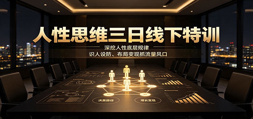 人性思维三日线下特训：深挖人性底层规律，识人设防、布局变现抓流量风口-179创客网