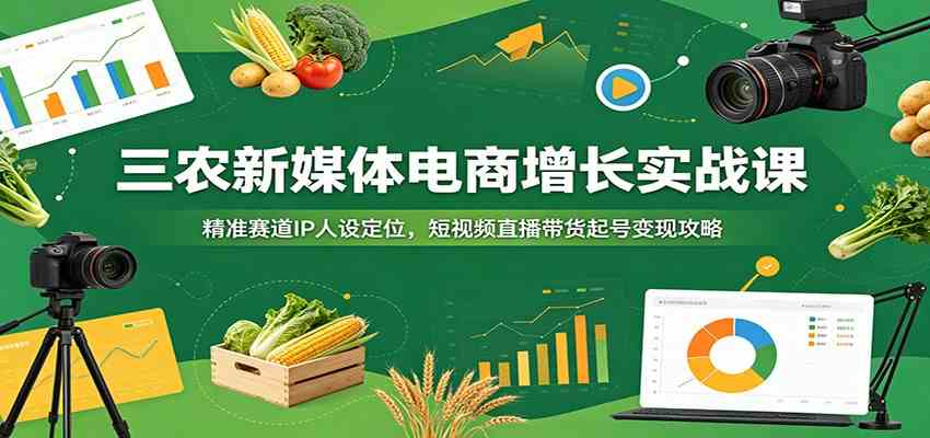 三农新媒体电商增长实战课：精准赛道IP人设定位，短视频直播带货起号变现攻略-179创客网