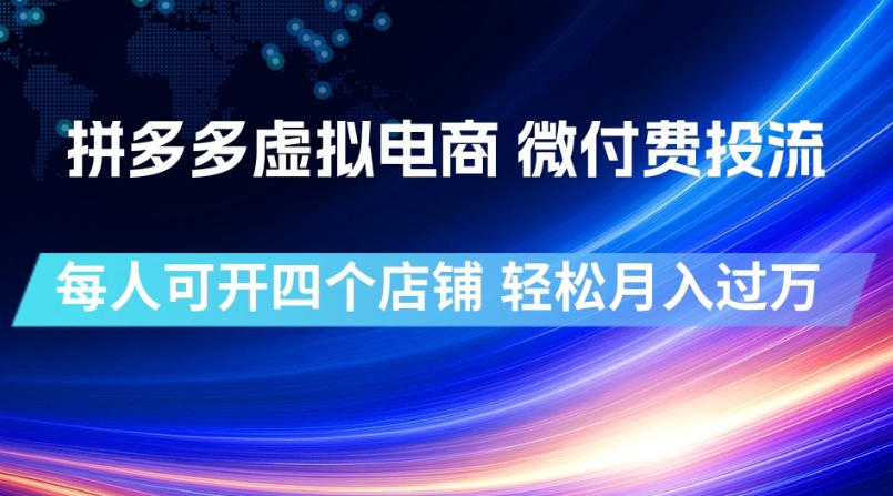 拼多多虚拟电商，微付费投流玩法，每人可开四个店，轻松月入过1W【揭秘】-179创客网