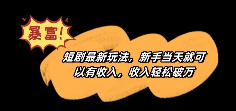 短剧最新玩法，新手当天就可以有收入，收入轻松破万【揭秘】-179创客网