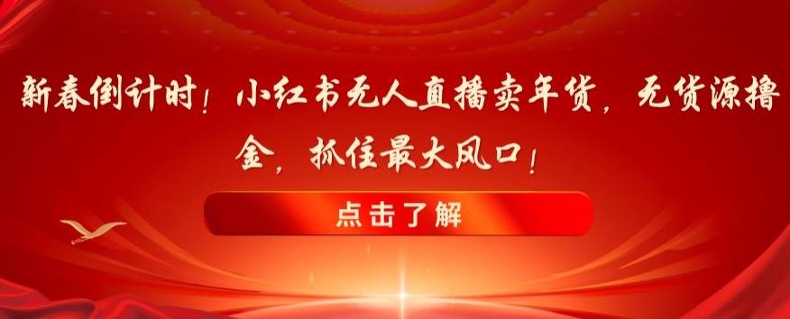 新春倒计时！小红书无人直播卖年货，无货源撸金，抓住最大风口【揭秘】-179创客网