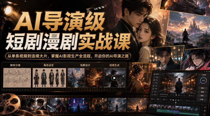 AI导演级短剧漫剧实战课，从单条视频到连续大片，掌握AI影视生产全流程，开启你的AI导演之路!-179创客网