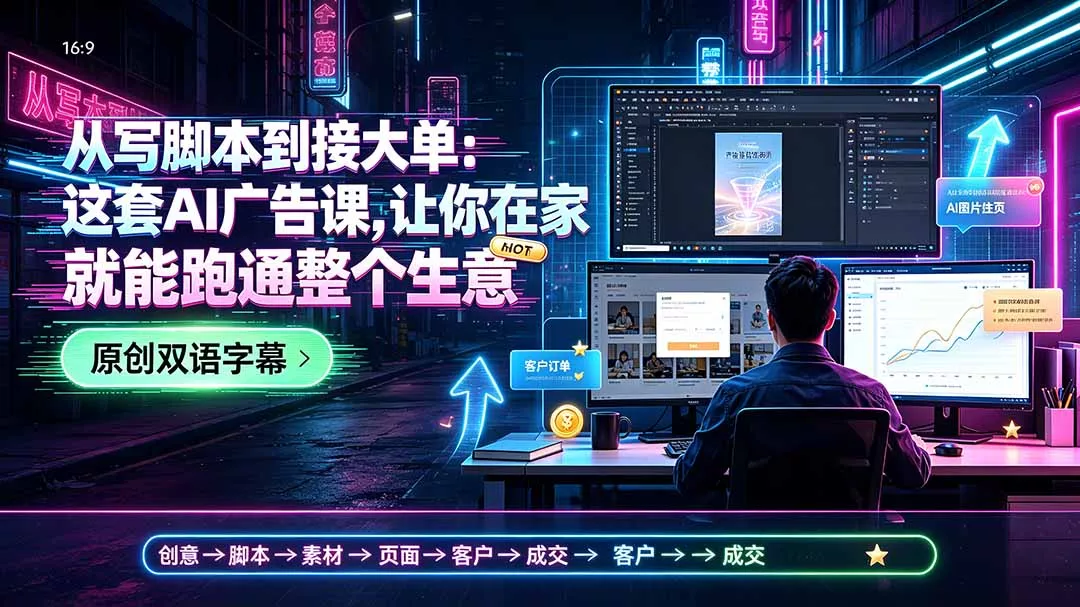 从写脚本到接大单：这套AI广告课，让你在家就能跑通整个生意【原创双语字幕】-179创客网