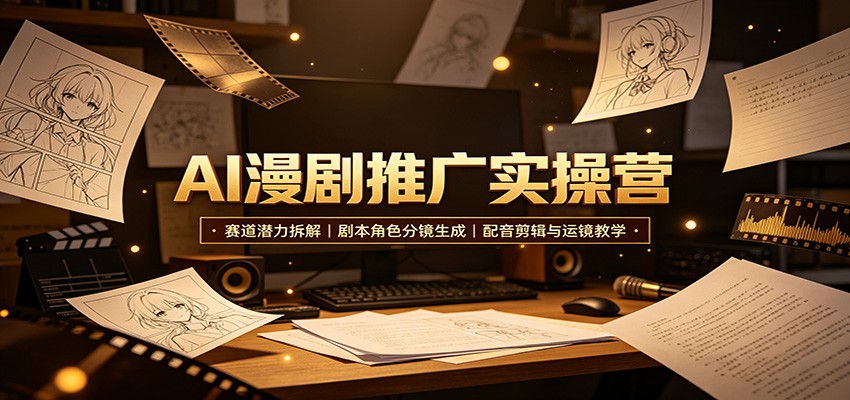 AI漫剧推广实操营：赛道潜力拆解，剧本角色分镜生成，配音剪辑与运镜教学-179创客网