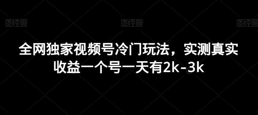全网独家视频号冷门玩法，实测真实收益一个号一天有2k-3k-179创客网