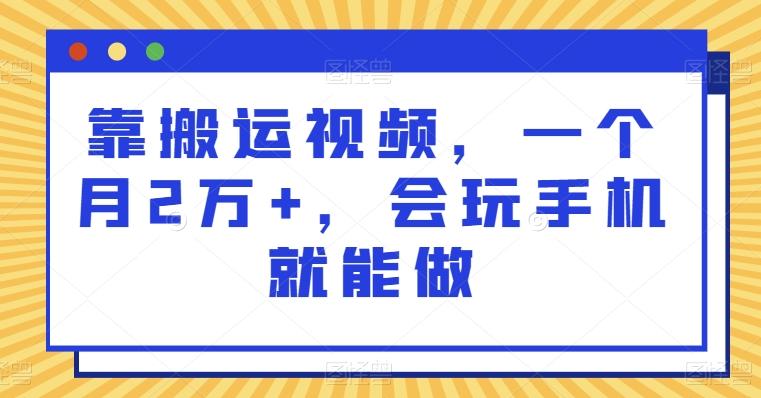 靠搬运视频，一个月2万+，会玩手机就能做-179创客网