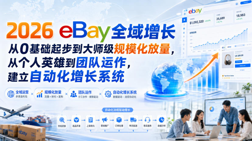 2026 eBay全域增长，从0基础起步到大师级规模化放量，从个人英雄到团队运作，建立自动化增长系统-179创客网