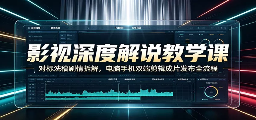 影视深度解说教学课：对标洗稿剧情拆解，电脑手机双端剪辑成片发布全流程-179创客网