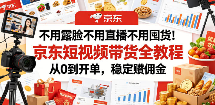 不用露脸不用直播不用囤货！京东短视频带货全教程，从0到开单，稳定賺佣金-179创客网