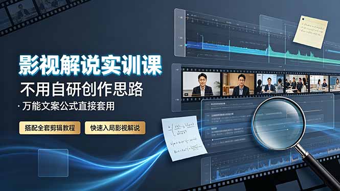 影视解说实训课：不用自研创作思路，万能文案公式直接套用，搭配全套剪辑教程，快速入局影视解说-179创客网