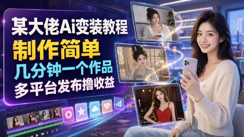 某大佬Ai变装教程，制作简单，几分钟一个作品，多平台发布撸收益-179创客网