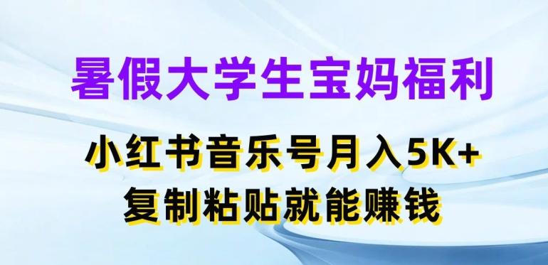 暑假大学生宝妈福利，小红书音乐号月入5000+，复制粘贴就能赚钱【揭秘】-网创资源