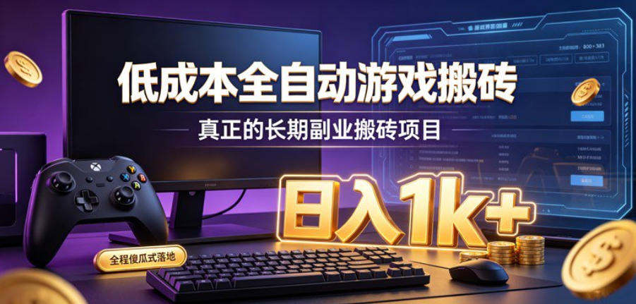 低成本全自动游戏搬砖，真正的长期副业搬砖项目，日入1k+，全程傻瓜式落地【揭秘】-179创客网