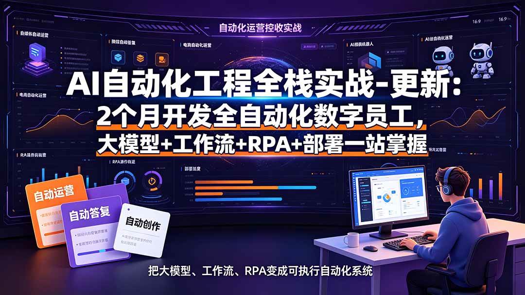 （19279期）AI自动化工程全栈实战-更新：2个月开发全自动化数字员工，大模型+工作流+RPA+部署一站式掌握-179创客网