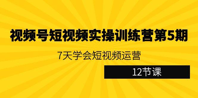 视频号短视频实操训练营第5期：7天学会短视频运营(12节课)-179创客网