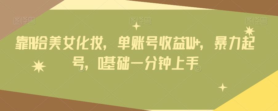 靠AI给美女化妆，单账号收益1W+，暴力起号，0基础一分钟上手-179创客网