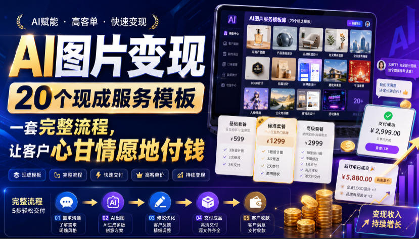 AI图片变现，20个现成服务模板，一套完整流程，让客户心甘情愿地付钱【原创双语字幕】-179创客网