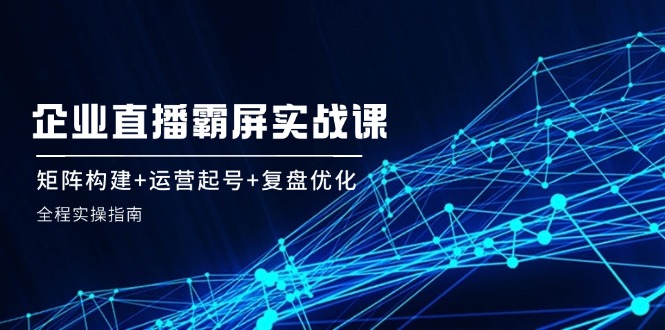 企 业 直 播 霸 屏实战课：矩阵构建+运营起号+复盘优化，全程实操指南-179创客网