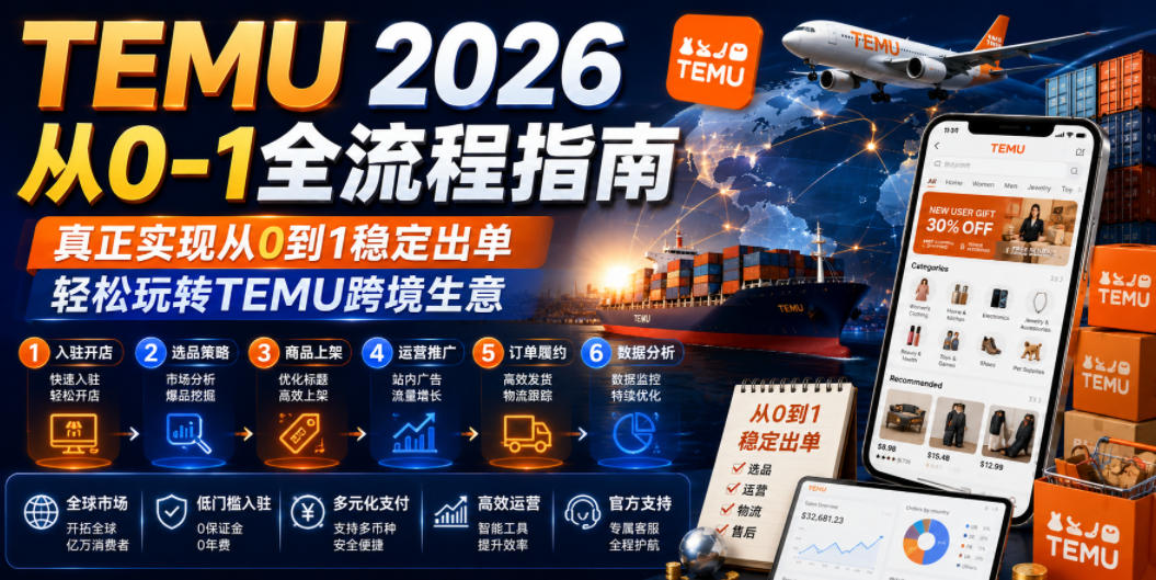 TEMU 2026从0-1全流程指南，真正实现从0到1稳定出单，轻松玩转TEMU跨境生意-179创客网