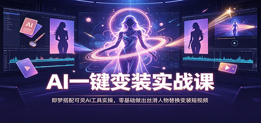 AI一键变装实战课：即梦搭配可灵AI工具实操，零基础做出丝滑人物替换变装短视频-179创客网