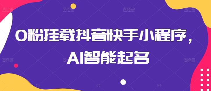 0粉挂载抖音快手小程序，AI智能起名-网创资源