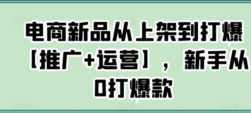 电商新品从上架到打爆【推广+运营】，新手从0打爆款-179创客网