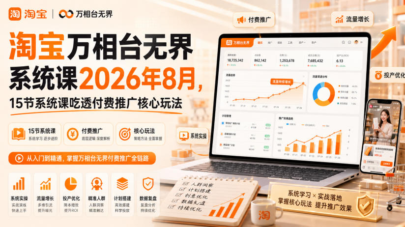 淘宝万相台无界系统课2026年8月，15节系统课吃透付费推广核心玩法-179创客网