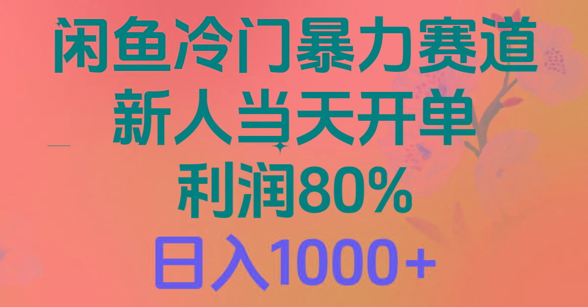 2024闲鱼冷门暴力赛道，新人当天开单，利润80%，日入1000+-179创客网