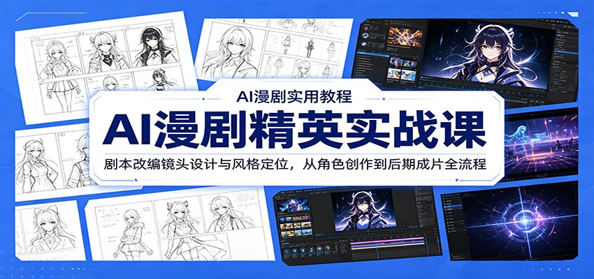 AI漫剧精英实战课：剧本改编镜头设计与风格定位，从角色创作到后期成片全流程-179创客网