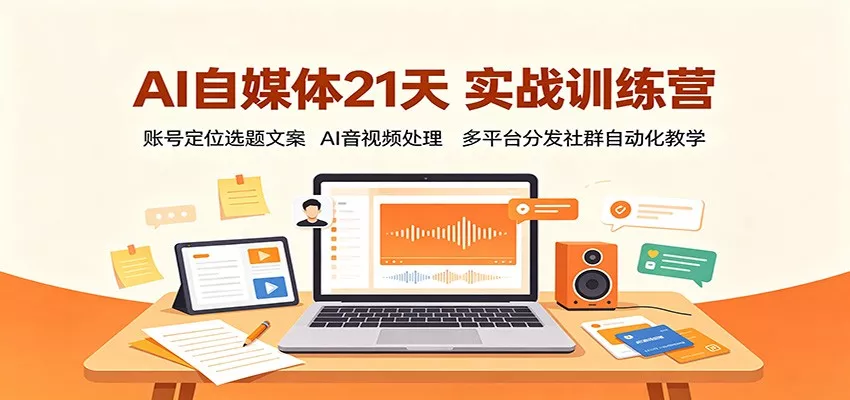 AI自媒体21天实战训练营：账号定位选题文案，AI音视频处理，多平台分发社群自动化教学-179创客网