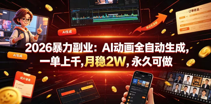 2026暴力副业：AI动画全自动生成，一单上千，月稳2W，永久可做【揭秘】-179创客网