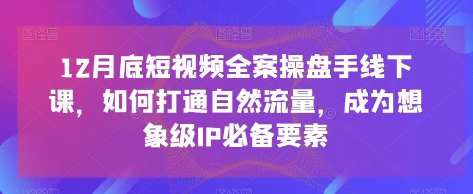 12月底短视频全案操盘手线下课，如何打通自然流量，成为想象级IP必备要素-179创客网