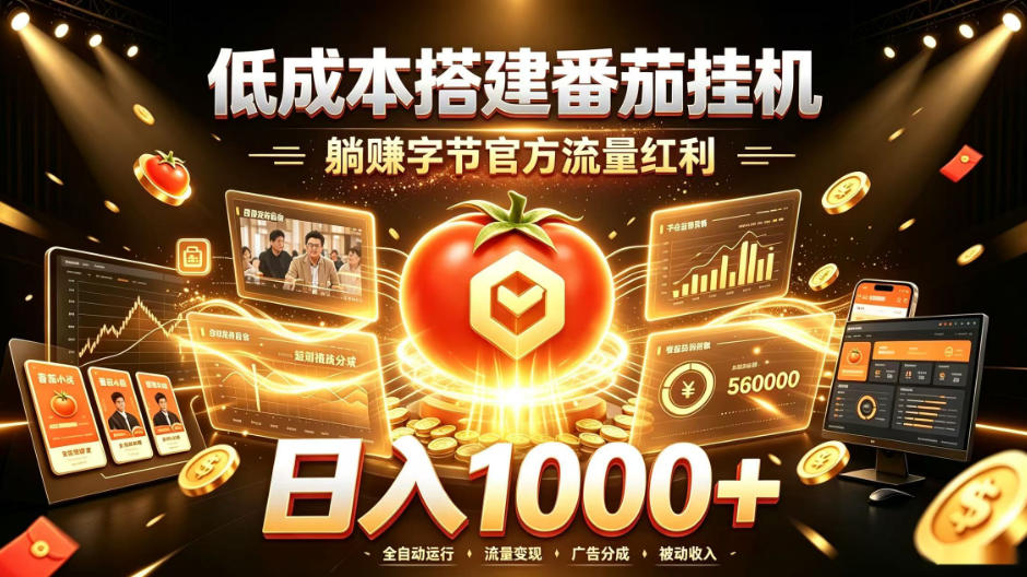 低成本搭建番茄挂G，躺賺字节官方流量红利，日入1k+，全程傻瓜式落地【揭秘】-179创客网