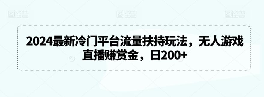 2024最新冷门平台流量扶持玩法，无人游戏直播赚赏金，日200+【揭秘】-179创客网