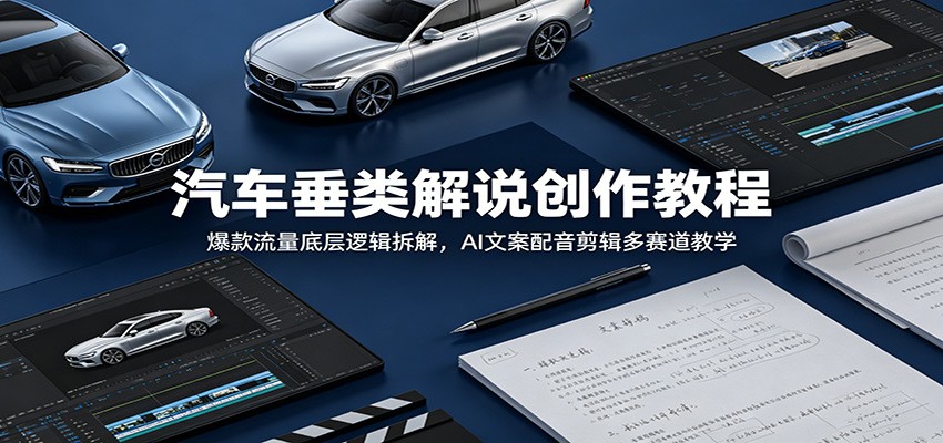汽车垂类解说创作教程：爆款流量底层逻辑拆解，AI文案配音剪辑多赛道教学-179创客网