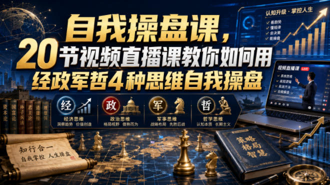 自我操盘课，20节视频直播课教你如何用经政军哲4种思维自我操盘-179创客网