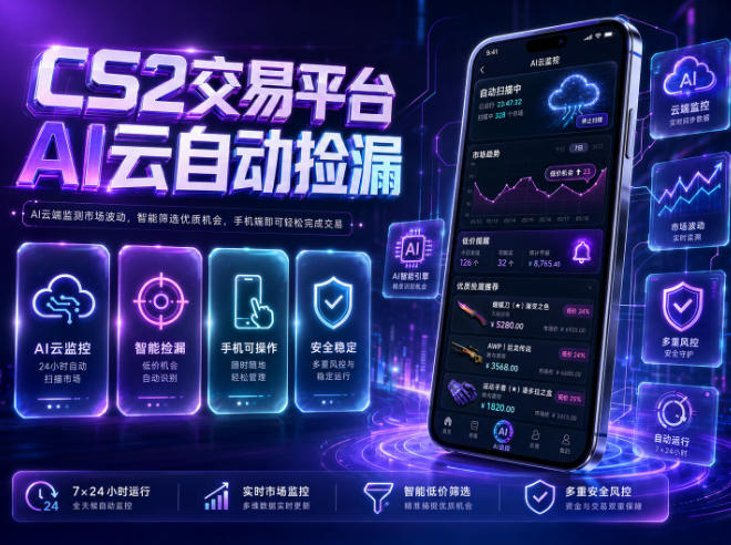 CS2交易平台AI云自动捡漏，多年稳定运行，无需手机，支持任何形式验证，日入300+【揭秘】-179创客网