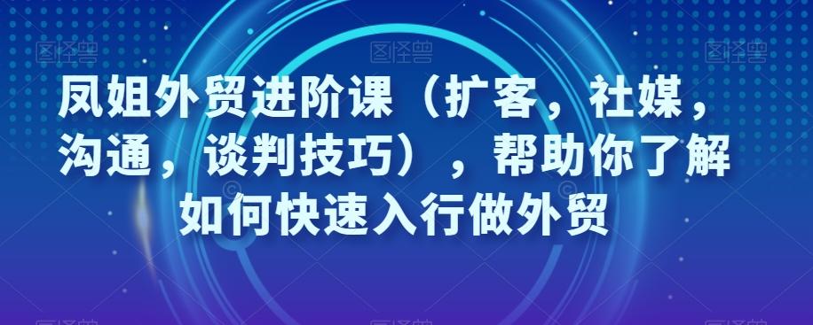 凤姐外贸进阶课（扩客，社媒，沟通，谈判技巧），帮助你了解如何快速入行做外贸-179创客网