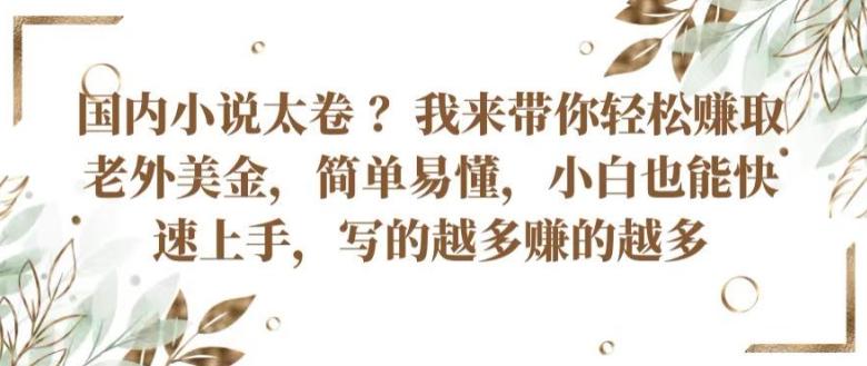 国内小说太卷 ?带你轻松赚取老外美金，简单易懂，小白也能快速上手，写的越多赚的越多【揭秘】-179创客网