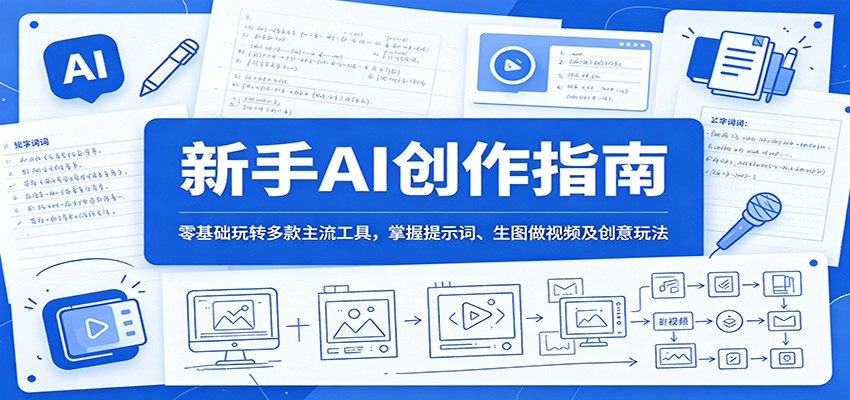 新手AI创作指南：零基础玩转多款主流工具，掌握提示词、生图做视频及创意玩法-179创客网