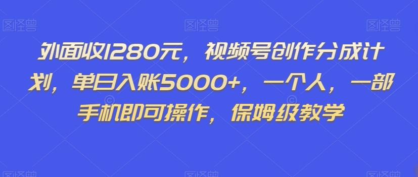外面收1280元，视频号创作分成计划，单日入账5000+，一个人，一部手机即可操作，保姆级教学【揭秘】-179创客网