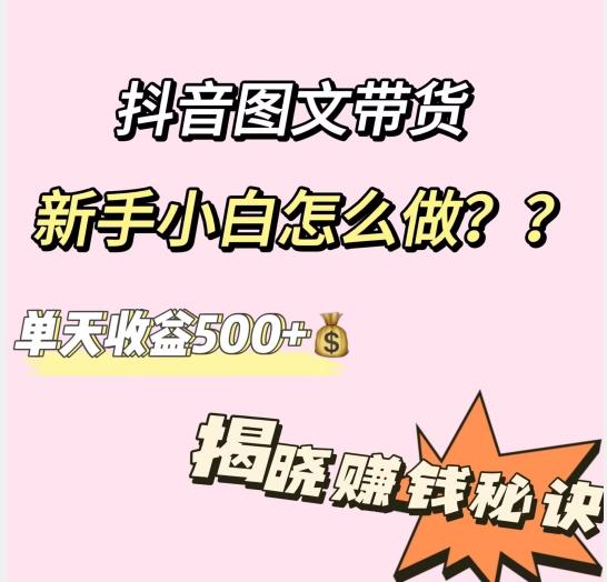 抖音图文带货，新手小白怎么做？单天收益500+【揭秘赚钱秘诀】-179创客网